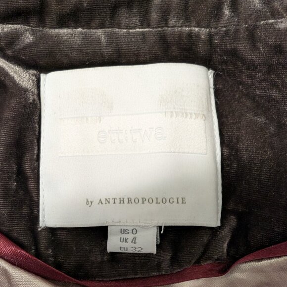 Anthropolgie ett:twa Gallery Velvet Womens Blazer Jacket Taupe Brown Size 0 - Picture 8 of 9